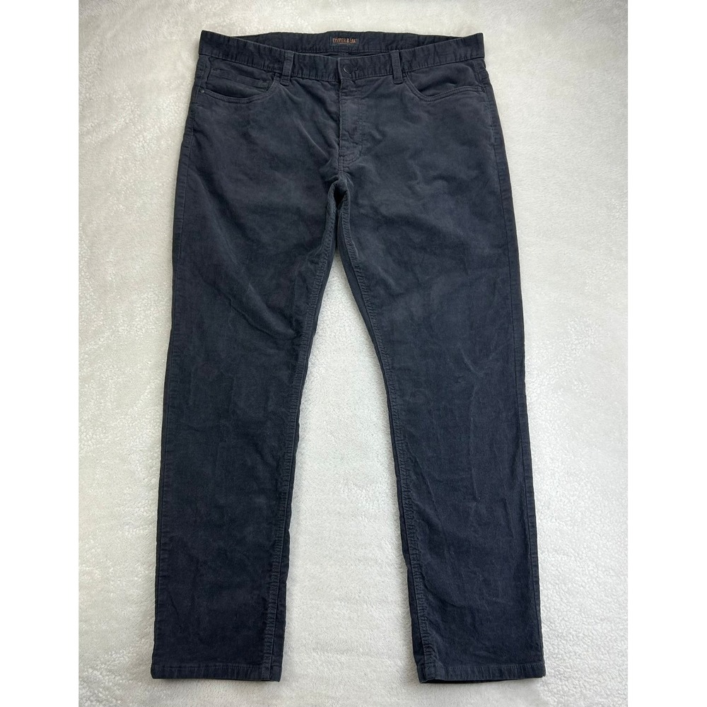 Copper & Oak Corduroy Pants Mens 38x32 Navy Blue Mid Rise Flat Front Stretch
